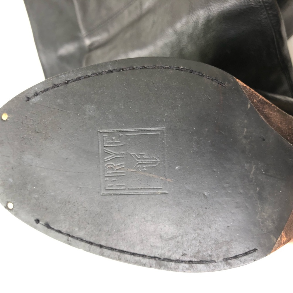 Frye Tall Boots Over the Knee Black Leather Western Block Heel Size 11 M Cowboy - Picture 12 of 16